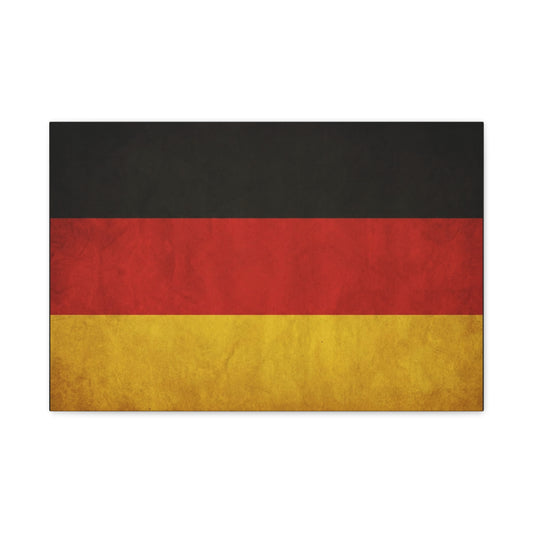 German Flag Canvas Wall Art - Vintage Germany Pride Decor, Black Red Gold Horizontal Banner Print - Rustic Textured Style, Living Room Wall Decor, Office Art - Bedroom Home Decoration - Ready to Hang