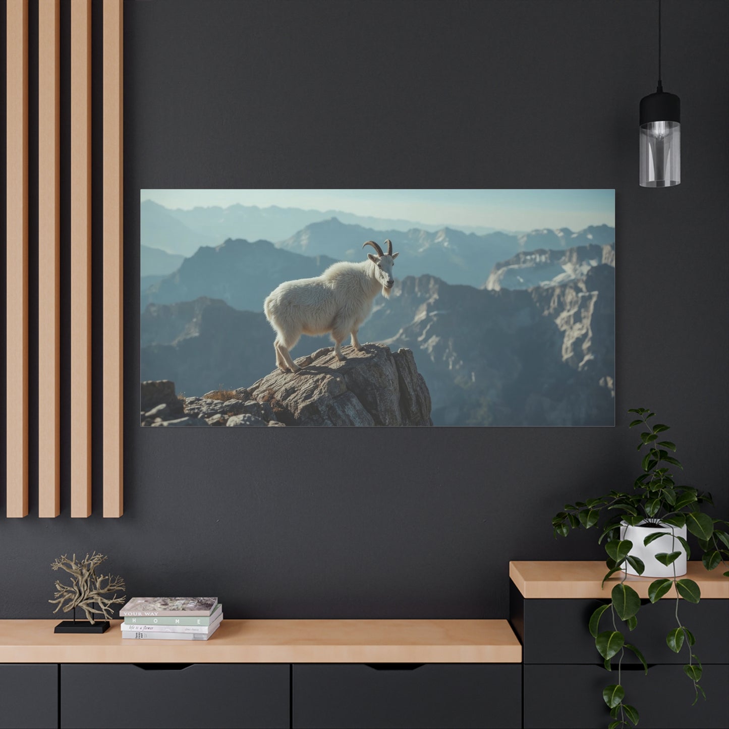 Mountain Goat Canvas Wall Art - Alpine Wildlife Landscape Print, Serene Matte Canvas, Contemporary Nature Style - Living Room Wall Decor, Bedroom Home Decoration, Office Art - Bedroom Home Decoration