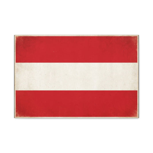 Austria Flag Canvas Wall Art - Vintage Red White Horizontal Banner Print - Patriotic Minimalist Decor - Living Room Home Decoration, Office Accent - Living Room Wall Decor - Bedroom Home Decoration