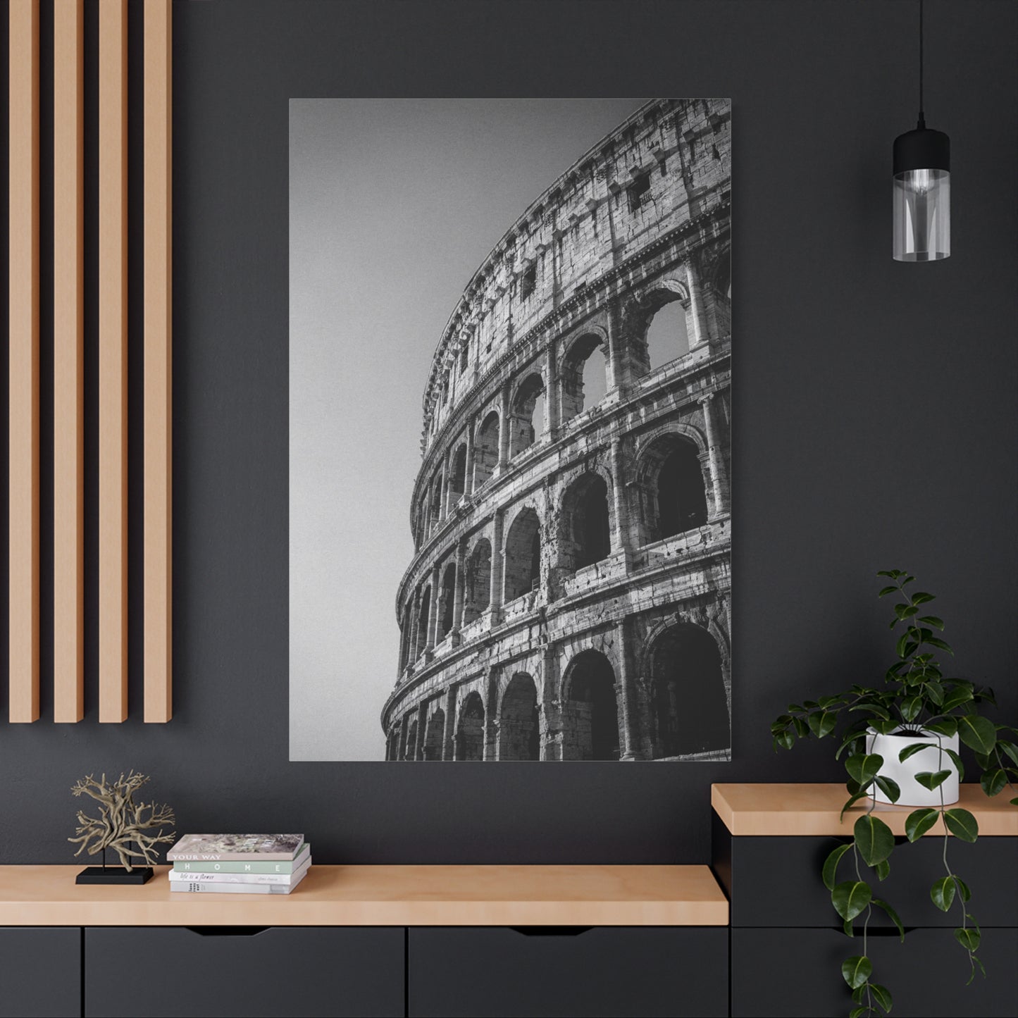 Rome Colosseum Canvas Wall Art - Black And White Architectural Art Print - Vintage Monochrome Cityscape Decor - Contemporary Living Room Wall Decor, Office Art Accent - Bedroom Home Decoration