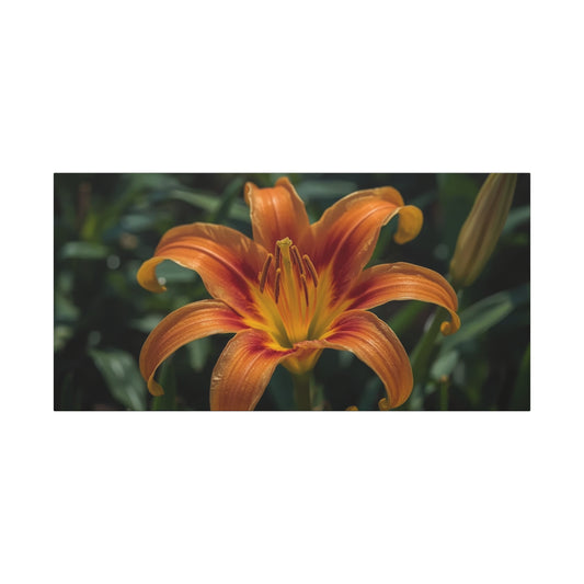 Orange Daylily Canvas Wall Art - Floral Close Up Art Print, Botanical Canvas Print - Matte Cotton Wall Decor - Contemporary Style, Bedroom Home Decoration, Office Art Accent - Modern Farmhouse Style