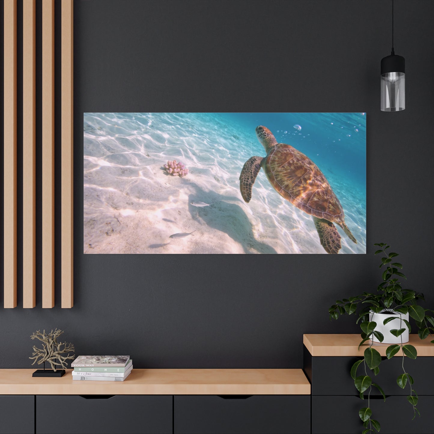 Sea Turtle Canvas Wall Art - Underwater Ocean Art Print, Coastal Beach Decor, Cotton Canvas Print, Serene Blue Seascape, Living Room Wall Decor, Bedroom Home Decoration - Bedroom Home Decoration