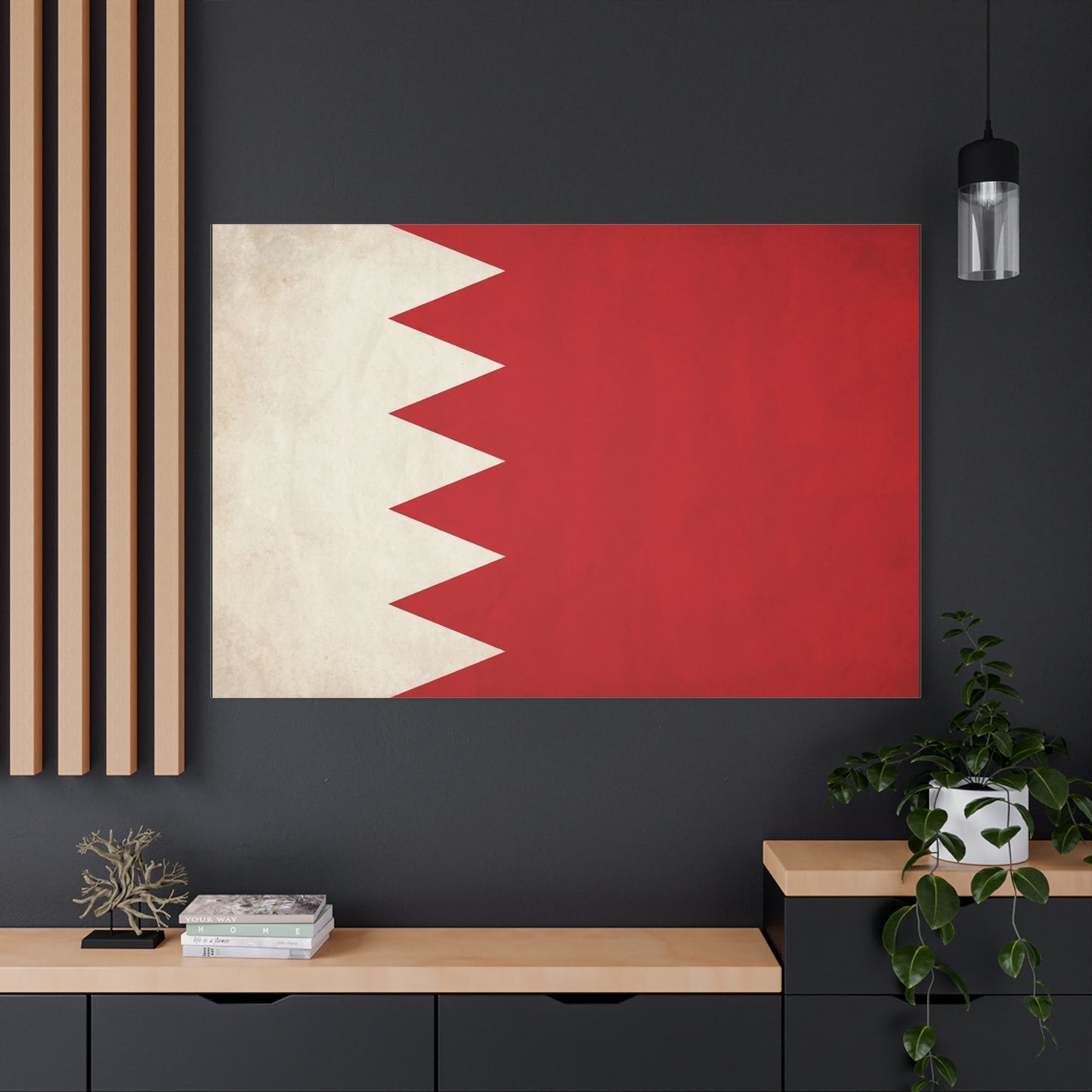 Bahrain Flag Canvas Wall Art - Vintage Red And White National Print - Minimalist Patriotic Decor - Cotton Canvas Wall Hanging - Living Room Home Decoration - Modern Farmhouse Style - Ready to Hang