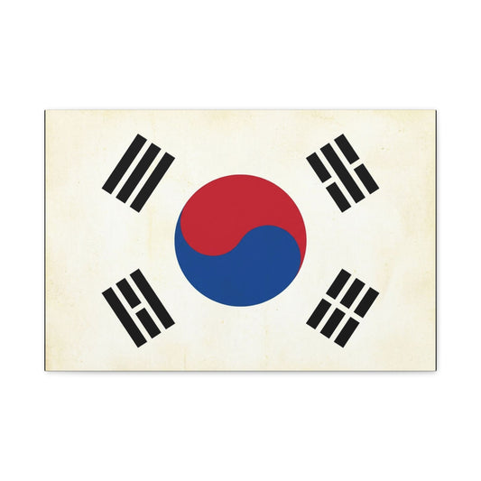 South Korea Flag Canvas Wall Art - Taegeukgi Korean Flag Print, Vintage Minimalist Neutral Decor - Living Room Wall Decor, Dorm Decoration - Bedroom Home Decoration - Modern Farmhouse Style