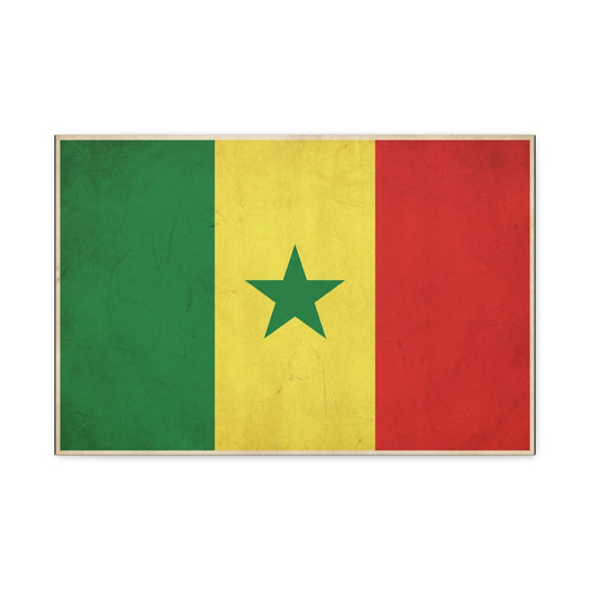 Senegal Flag Canvas Wall Art - Vintage National Pride Decor, Green Yellow Red Star Print - Cultural Heritage Style, Living Room Wall Decor, Bedroom Home Decoration - Ready to Hang - Ready to Hang