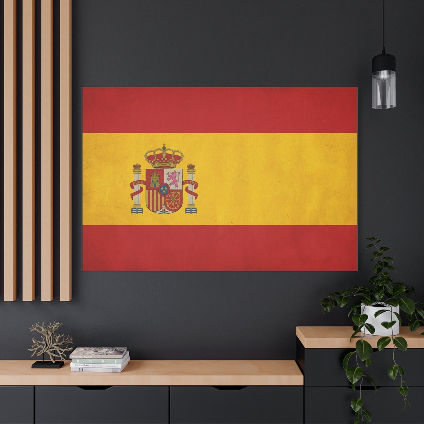 Spain Flag Canvas Wall Art - Spanish Coat Of Arms Print, Vintage Patriotic Decor - Textured Cotton Look, Traditional Style - Living Room Home Decoration - Living Room Wall Decor - Ready to Hang
