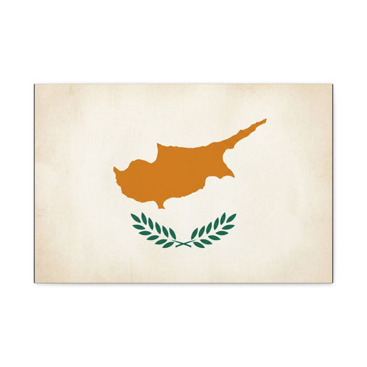 Cyprus Flag Canvas Wall Art - Vintage Country Pride Decor, Minimalist Patriotic Print - Neutral Beige Background, Modern Map Silhouette - Living Room Wall Decor, Office Accent - Modern Farmhouse Style
