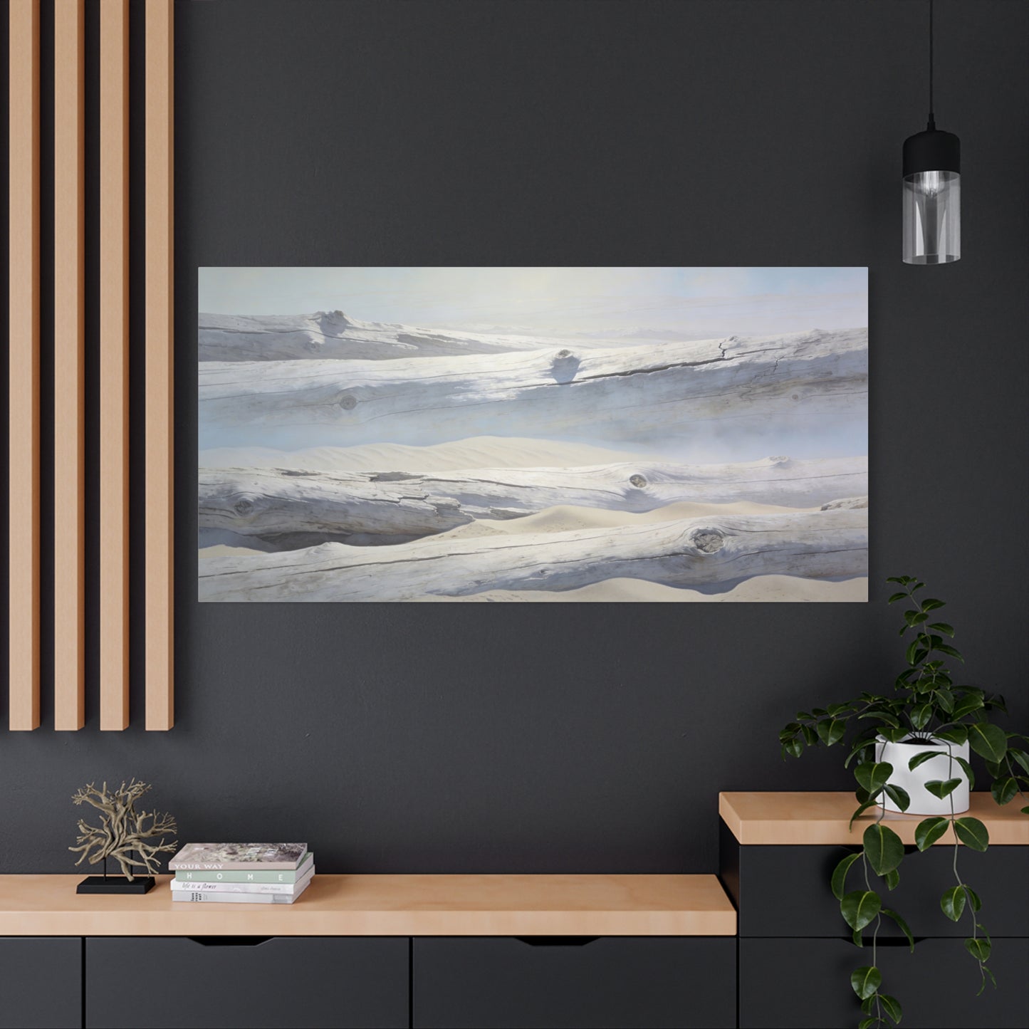 Driftwood Beach Canvas Wall Art - Coastal Sand Dunes Art Print, Soft Blue Beige Neutral Tones - Minimalist Coastal Style - Living Room Wall Decor, Bedroom Home Decoration - Ready to Hang