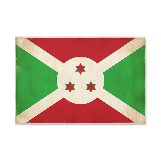 Burundi Flag Canvas Wall Art - Vintage National Banner Print, Patriotic Heritage Decor - Distressed Cotton Look, Traditional Style - Living Room Wall Decor - Modern Farmhouse Style - Ready to Hang
