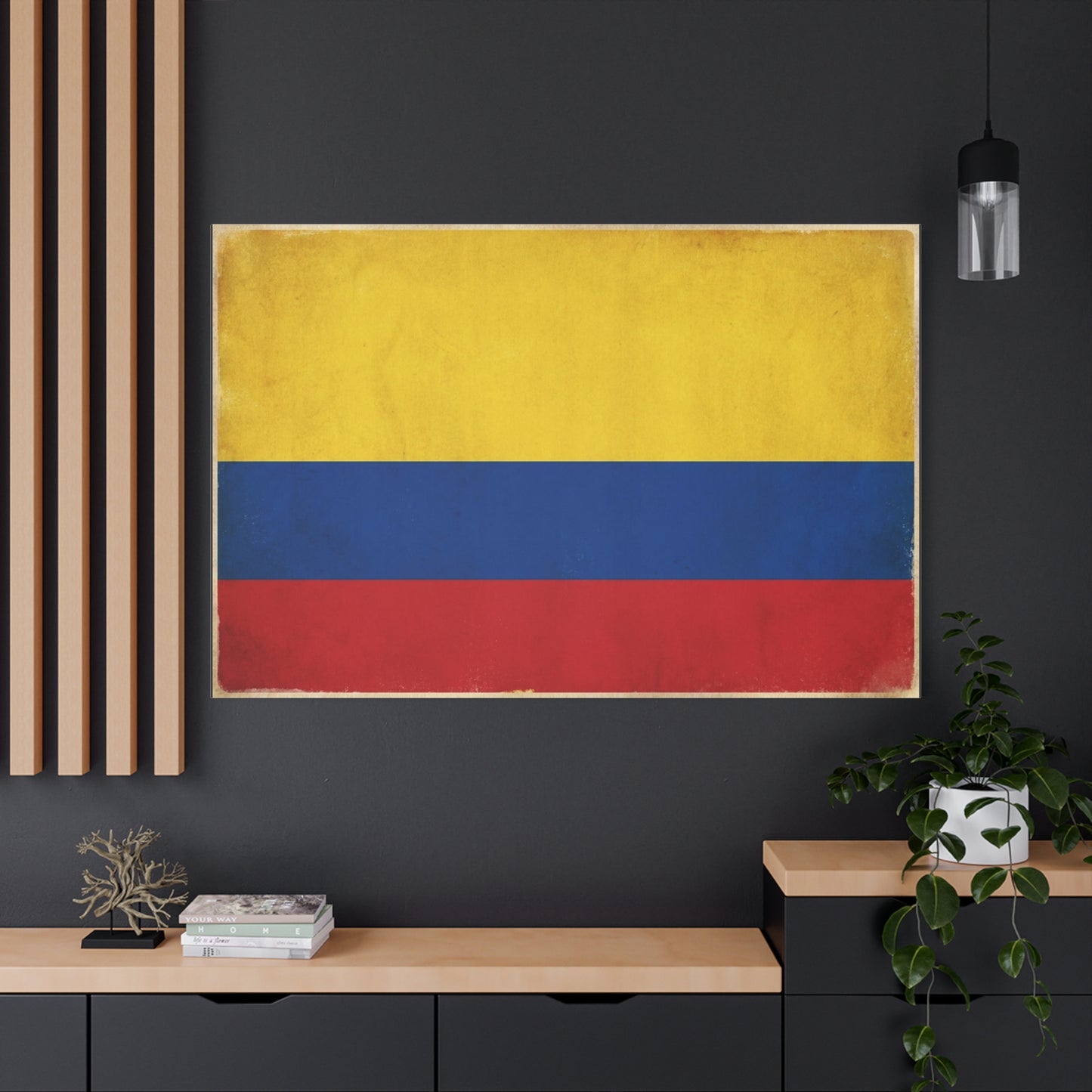 Colombia Flag Canvas Wall Art - Vintage Colombian Flag Print, Patriotic Rustic Decor - Matte Cotton Artwork - Living Room Home Decoration, Office Accent - Living Room Wall Decor - Ready to Hang