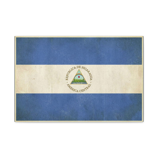 Republica De Nicaragua America Central Flag Canvas Wall Art - Vintage Blue White Country Print - Patriotic Heritage Decor - Living Room Home Decoration - Living Room Wall Decor - Cozy Reading Nook Art