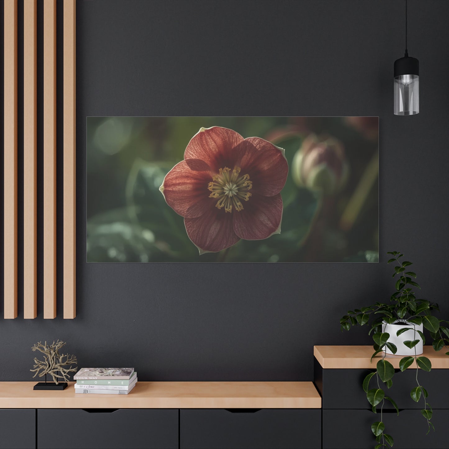 Hellebore Flower Canvas Wall Art - Botanical Floral Art Print, Moody Matte Canvas Print - Traditional Style, Bedroom Wall Decor, Living Room Home Decoration, Office Art - Bedroom Home Decoration