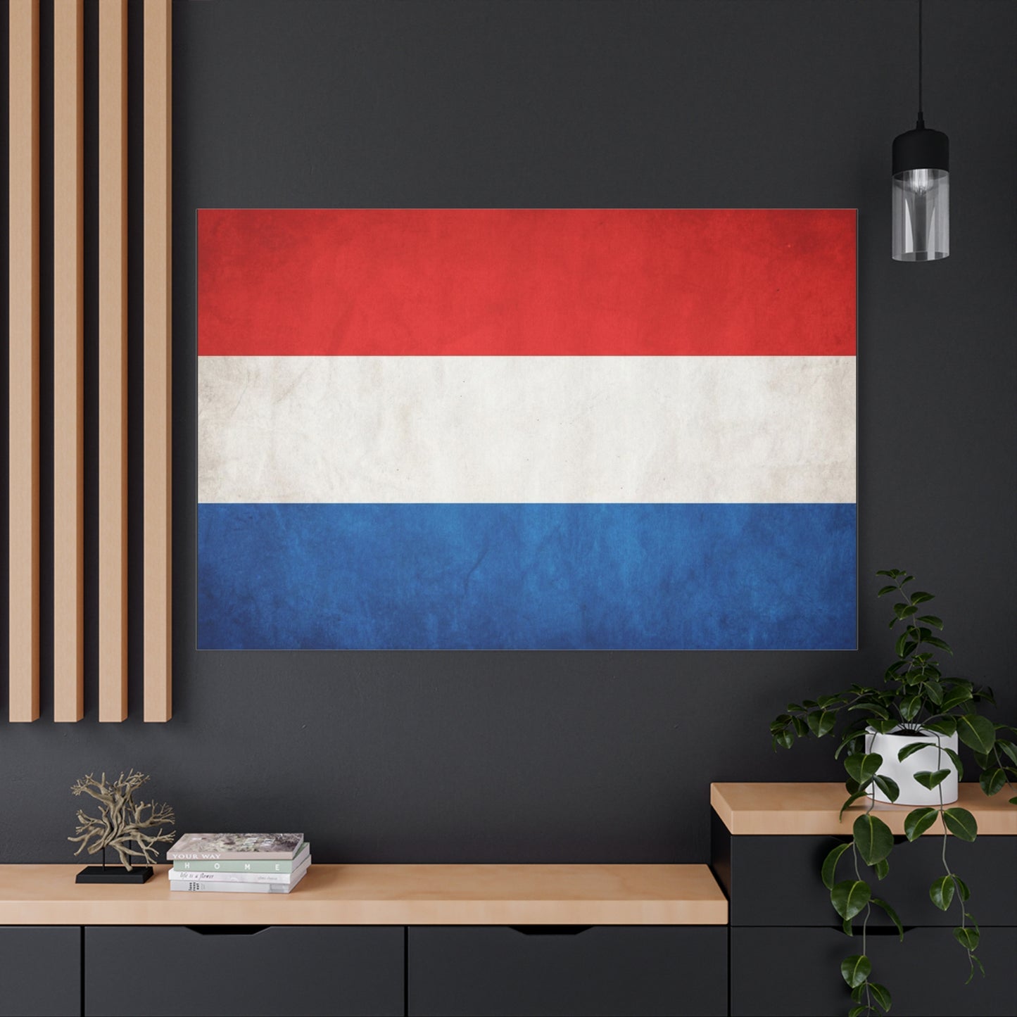 Netherlands Flag Canvas Wall Art - Dutch Tricolor Country Pride Decor, Vintage Style Cotton Print - Living Room Wall Decor, Office Accent - Bedroom Home Decoration - Bedroom Home Decoration