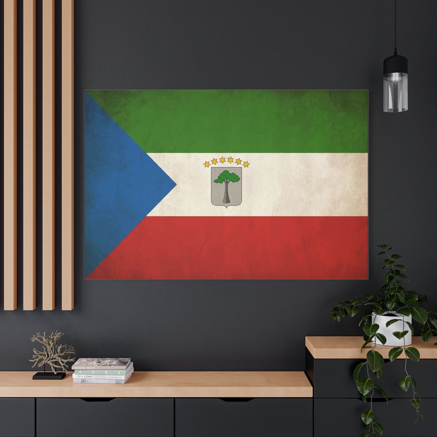 Equatorial Guinea Flag Canvas Wall Art - Vintage National Pride Decor, Distressed Heritage Print - Patriotic Traditional Style - Living Room Wall Decor - Ready to Hang - Bedroom Home Decoration