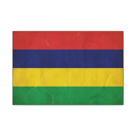 Mauritius Flag Canvas Wall Art - Vintage Country Pride Decor, Colorful Tricolor Banner Print - Traditional Style, Living Room Wall Decor, Bedroom Home Decoration - Ready to Hang - Ready to Hang