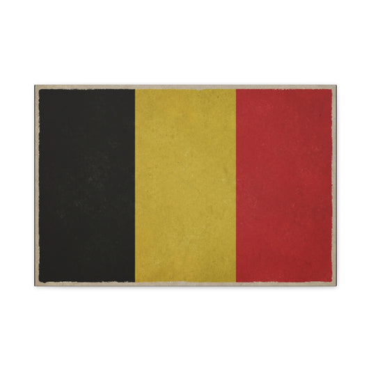 Belgium Flag Canvas Wall Art - Vintage Belgian Flag Print, Black Yellow Red Wall Decor - Rustic Patriotic Artwork - Living Room Home Decoration - Bedroom Home Decoration - Modern Farmhouse Style