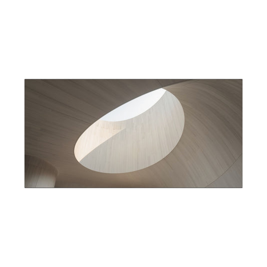 Minimalist Skylight Architecture Canvas Wall Art - Curved Ceiling Oculus Art Print - Neutral Matte Canvas Print - Contemporary Living Room Wall Decor, Bedroom Home Decoration - Modern Farmhouse Style