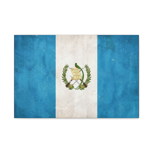 Guatemala Flag Canvas Wall Art - Distintivo De La Guatemala 15 1823 Vintage Blue White Banner Print - Patriotic Decor, Living Room Wall Decor, Office Accent - Bedroom Home Decoration - Ready to Hang