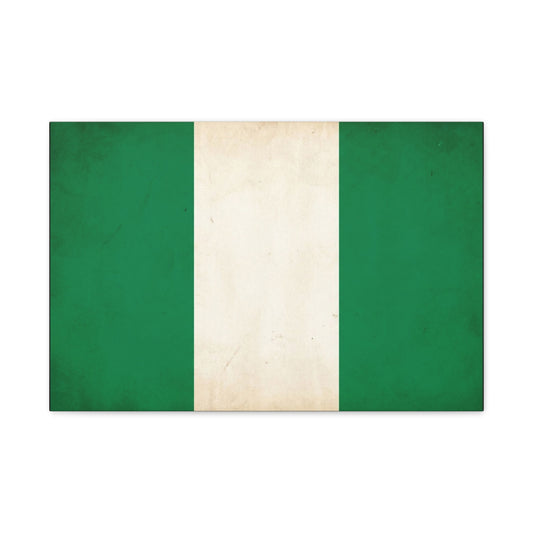 Nigeria Flag Canvas Wall Art - Vintage Green White Stripe National Print - Minimalist Patriotic Decor, Cotton Canvas Artwork, Living Room Wall Decor, Office Home Decoration - Bedroom Home Decoration
