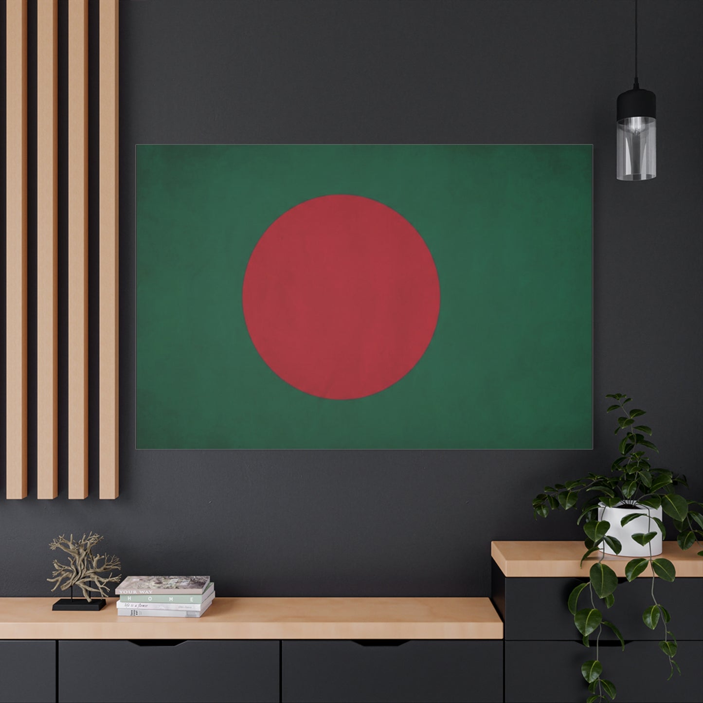 Bangladesh Flag Canvas Wall Art - Red Circle On Green National Flag Print - Minimalist Patriotic Decor - Living Room Wall Decor, Bedroom Home Decoration, Office Art - Bedroom Home Decoration