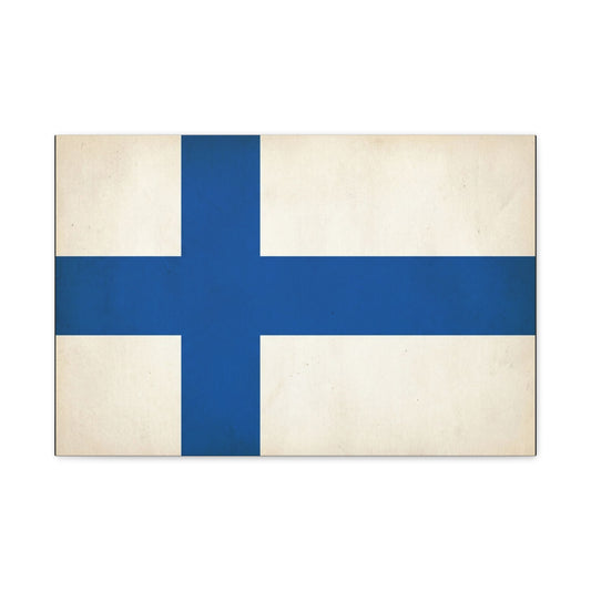 Finland Flag Canvas Wall Art - Blue Nordic Cross Finnish Country Print - Vintage Minimalist Patriotic Decor - Living Room Wall Decor, Bedroom Home Decoration, Office Art - Bedroom Home Decoration