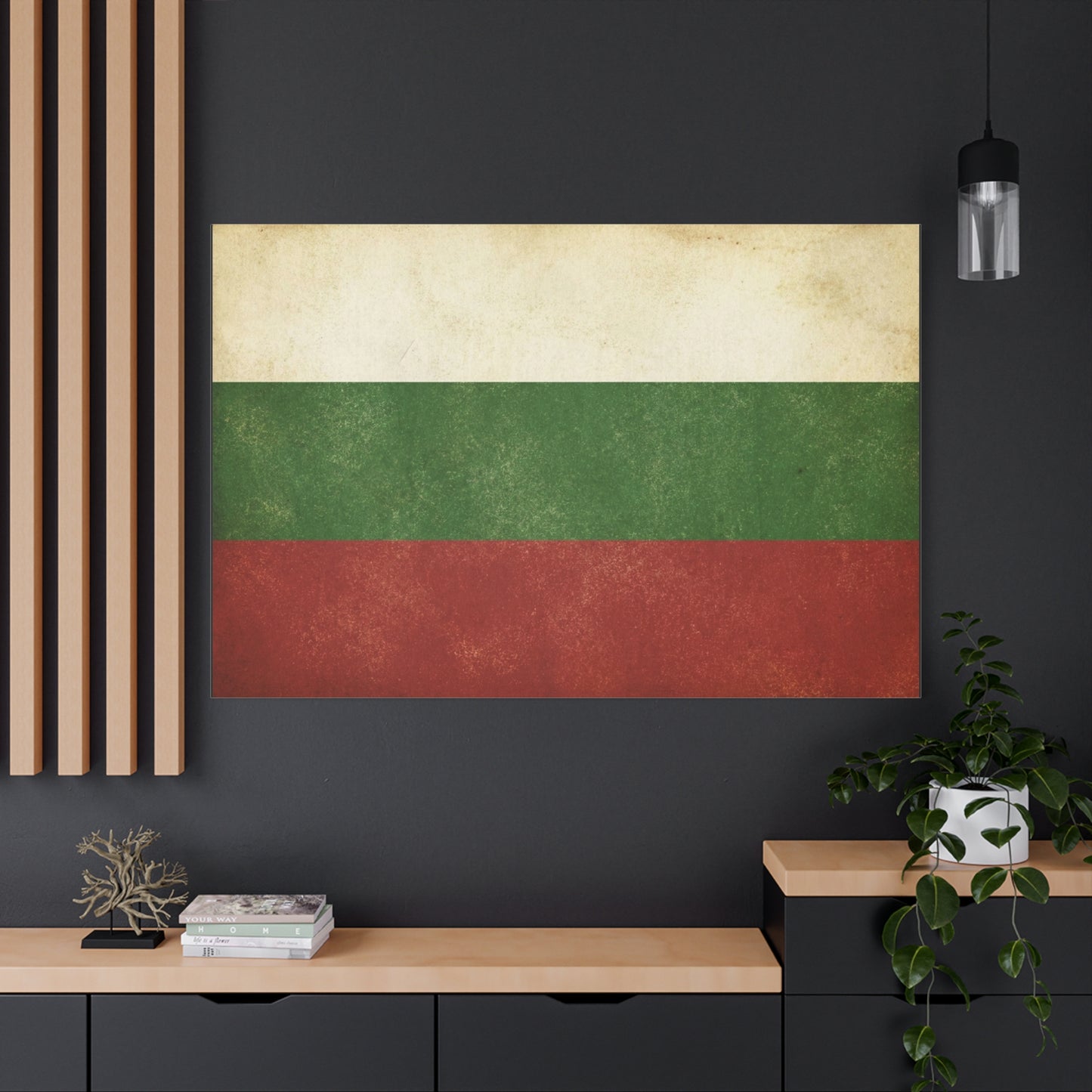 Bulgaria Flag Canvas Wall Art - Vintage Bulgarian Flag Print, Patriotic Tricolor Wall Decor - Distressed Cotton Canvas - Rustic Minimalist Style For Living Room, Office, Dorm - Bedroom Home Decoration