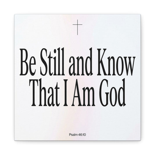 "Be Still And Know That I Am God" Canvas Wall Art - Psalm 46:10 Christian Bible Verse Scripture Print - Minimalist Black White Cross Decor - Bedroom Living Room Home Office Wall Hanging