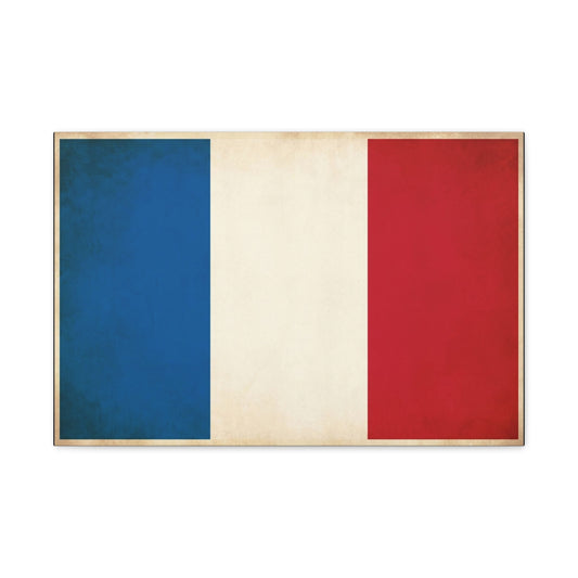 French Flag Canvas Wall Art - Vintage Tricolor France Print, Patriotic Minimalist Decor - Matte Cotton Look - Living Room Wall Decor, Office Accent - Bedroom Home Decoration - Bedroom Home Decoration