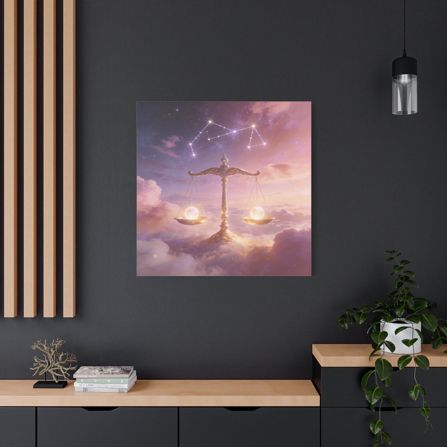 Libra Zodiac Canvas Wall Art - Celestial Scales, Pink Purple Sky, Astrology Decor - Dreamy Matte Canvas Print - Bedroom Wall Decor, Meditation Space Accent, Office Art - Bedroom Home Decoration
