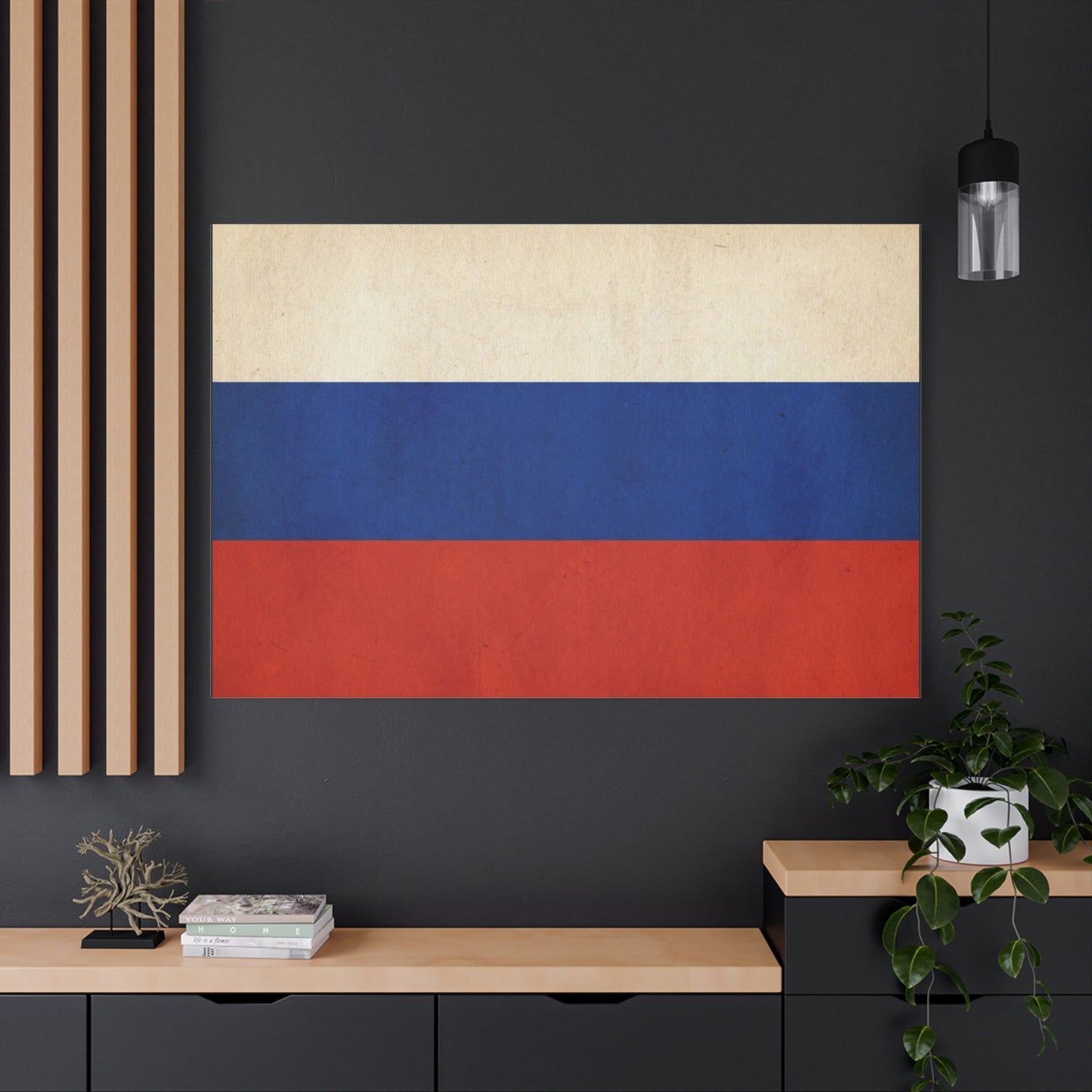 Russia Flag Canvas Wall Art - Vintage Tricolor Banner Print, Patriotic Minimalist Decor - Textured Cotton Look - Living Room Home Decoration, Office Accent - Living Room Wall Decor - Ready to Hang