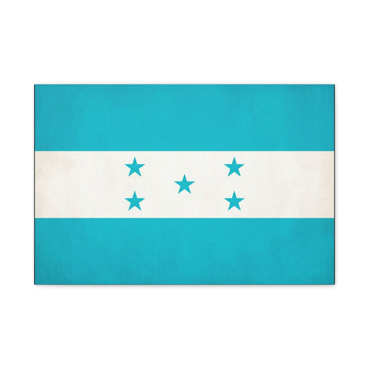 Honduras Flag Canvas Wall Art - Blue And White Five Star National Print - Minimalist Patriotic Decor - Cotton Canvas Style - Living Room Wall Decor, Office Art Accent - Bedroom Home Decoration