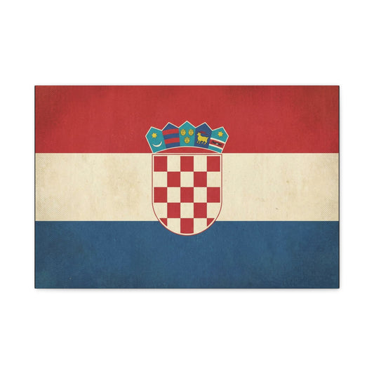 Croatian Flag Canvas Wall Art - Vintage Croatia Coat Of Arms Print, Patriotic Red White Blue Decor - Traditional Style - Living Room Decoration - Living Room Wall Decor - Bedroom Home Decoration