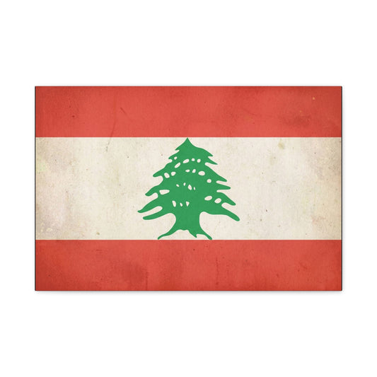 Lebanon Flag Canvas Wall Art - Vintage Cedar Tree Patriotic Print, Distressed Red White Green Artwork - Traditional Style, Living Room Wall Decor, Bedroom Home Decoration - Bedroom Home Decoration