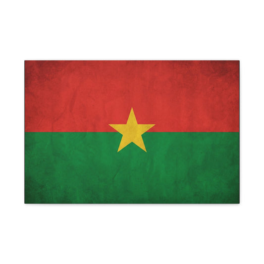 Burkina Faso Flag Canvas Wall Art - Vintage National Pride Decor, Red Green Gold Star Print - Cultural Heritage Style - Living Room Decoration, Office Accent - Living Room Wall Decor - Ready to Hang