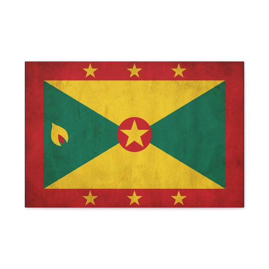 Grenada Flag Canvas Wall Art - Vintage Caribbean Nation Print, Rustic Patriotic Home Accent, Cultural Heritage Artwork, Living Room Decoration, Office Display - Office Wall Art - Ready to Hang