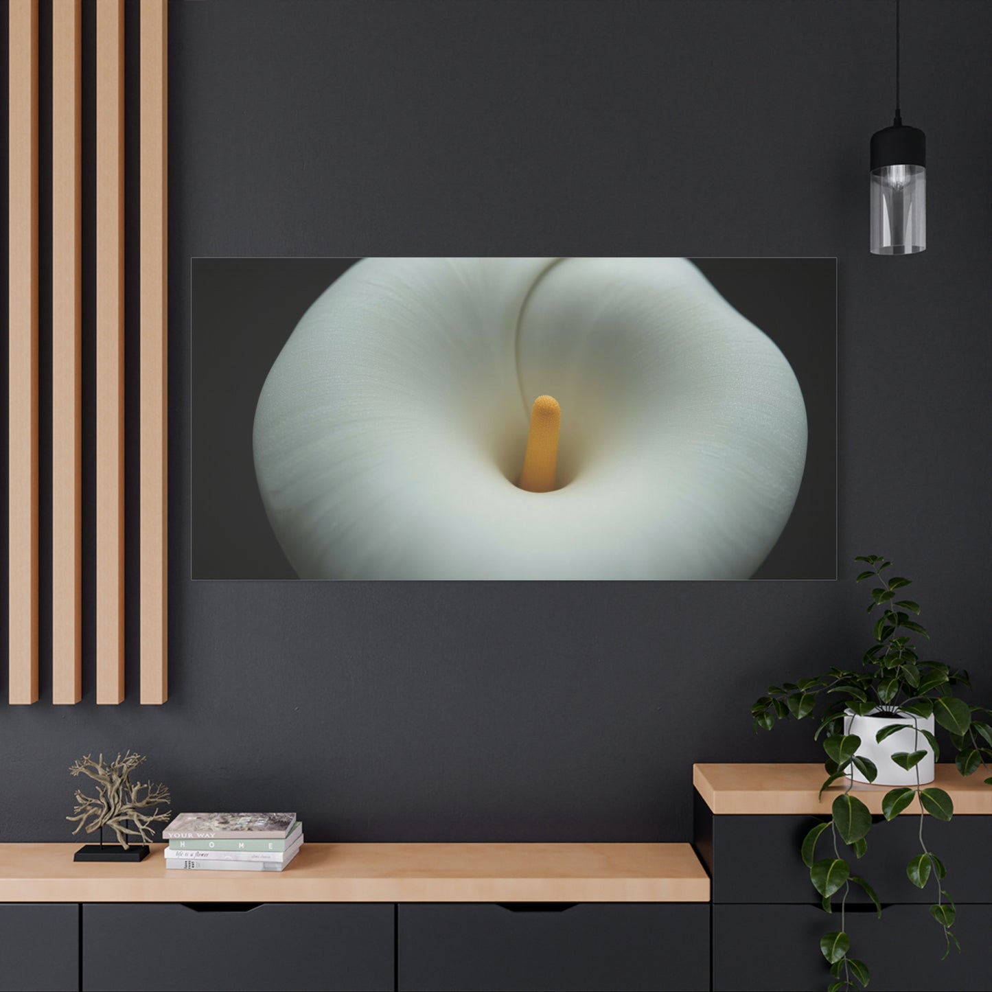 White Calla Lily Canvas Wall Art - Floral Macro Bloom, Minimalist Botanical Canvas Print - Soft Matte Cotton Decor, Contemporary Style - Bedroom Wall Decor, Spa Accent - Bedroom Home Decoration