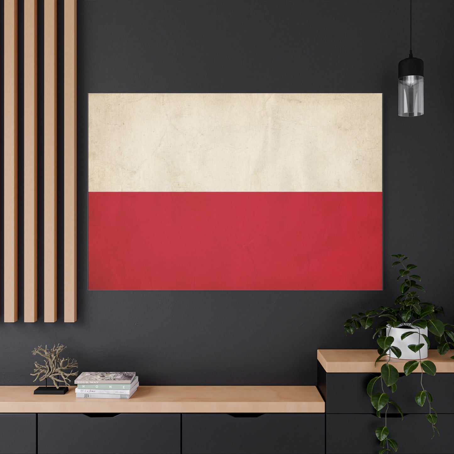 Poland Flag Canvas Wall Art - Vintage Red And White Polish Banner Print - Minimalist Patriotic Decor - Living Room Wall Decor, Bedroom Home Decoration - Bedroom Home Decoration - Cozy Reading Nook Art