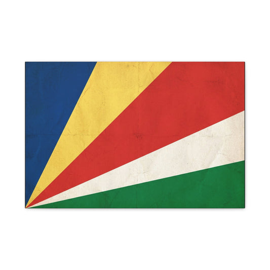 Seychelles Flag Canvas Wall Art - Vintage Republic Banner Print, Color Block Design - Matte Cotton Decor - Patriotic Wall Hanging, Living Room Home Decoration, Office Accent - Bedroom Home Decoration