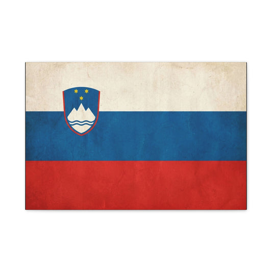 Slovenia Flag Canvas Wall Art - Vintage National Banner Print, Rustic Patriotic Decor - Textured Tricolor Design, Living Room Home Decoration - Living Room Wall Decor - Bedroom Home Decoration