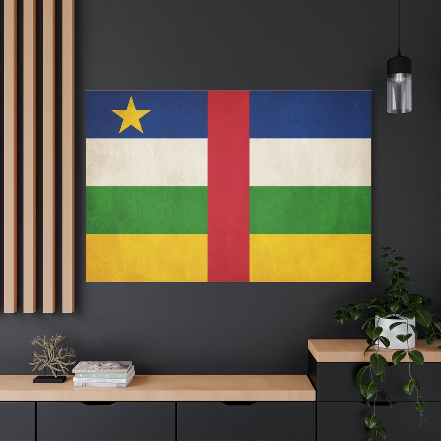 Central African Republic Flag Canvas Wall Art - Vintage National Pride Decor, Patriotic Color Block Print - Traditional Style - Living Room Wall Decor, Bedroom Home Decoration - Modern Farmhouse Style