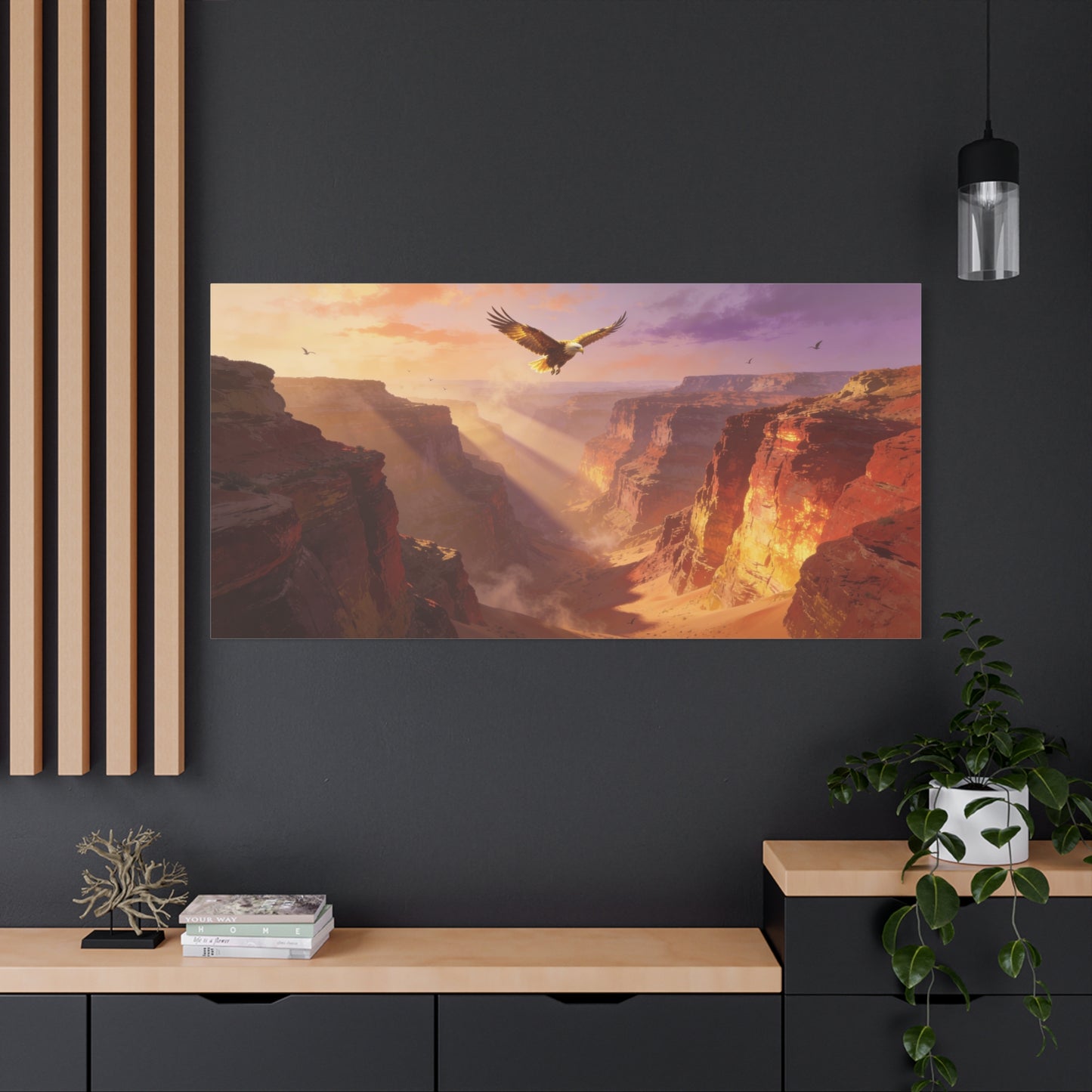 Bald Eagle Canyon Canvas Wall Art - Desert Sunset Cliffs, Golden Light - Matte Cotton Print, Contemporary Landscape - Living Room Wall Decor, Office Art, Entryway Decoration - Bedroom Home Decoration