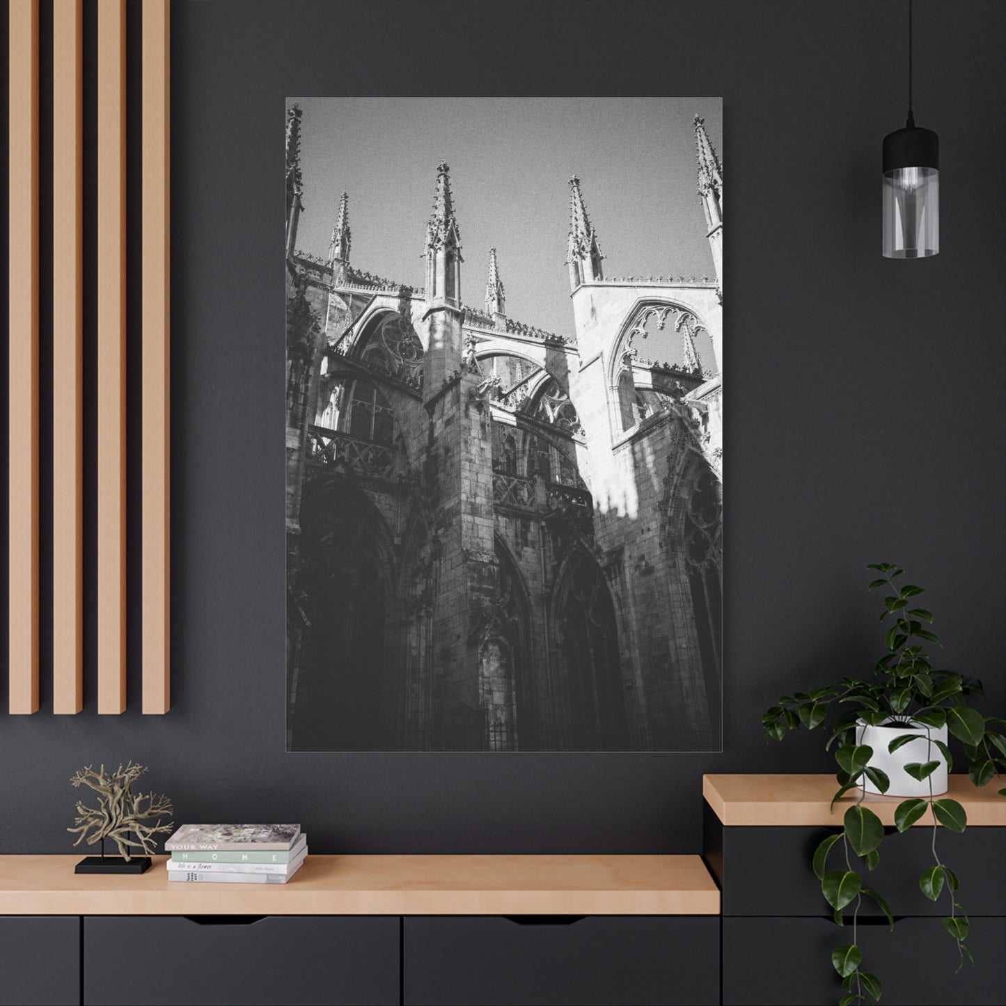 Gothic Cathedral Architecture Canvas Wall Art - Black And White Art Print - Vintage Stone Arches, Spires - Moody Traditional Style - Living Room Wall Decor Office Art - Modern Farmhouse Style