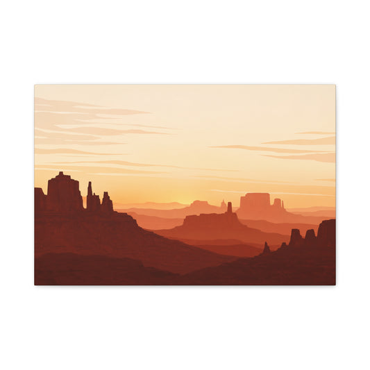 Desert Canyon Sunset Canvas Wall Art - Southwestern Mesa Landscape Print, Warm Terracotta Horizon, Contemporary Scenic Decor - Living Room Wall Decor, Bedroom Home Decoration - Bedroom Home Decoration
