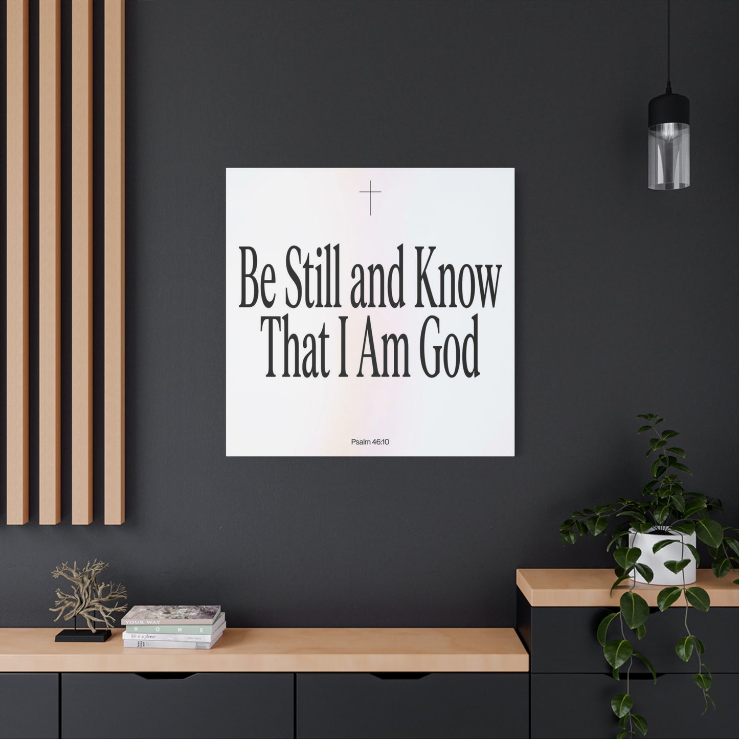 "Be Still And Know That I Am God" Canvas Wall Art - Psalm 46:10 Christian Bible Verse Scripture Print - Minimalist Black White Cross Decor - Bedroom Living Room Home Office Wall Hanging