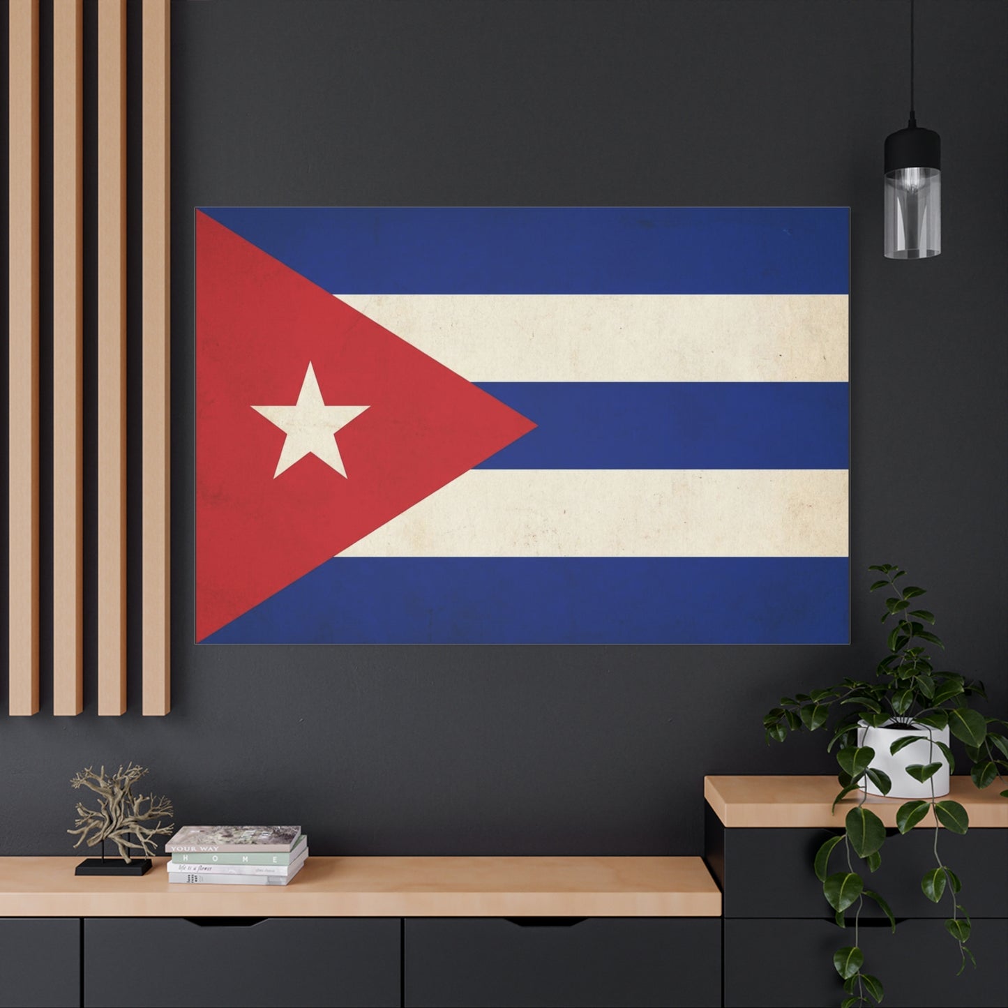 Cuban Flag Canvas Wall Art - Vintage Cuba Flag Print, Patriotic Heritage Decor - Distressed Cotton Canvas - Traditional Style For Living Room, Office Wall Decor - Bedroom Home Decoration