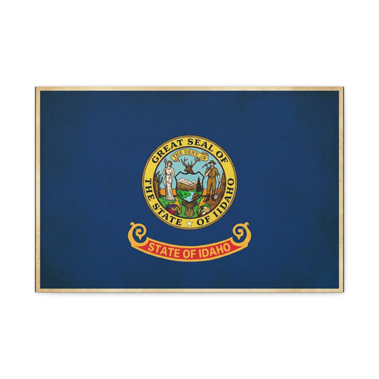 "Great Seal Of The State Of Idaho" Idaho Flag Canvas Wall Art - Blue State Pride Decor, Vintage Government Emblem Print - Traditional Patriotic Style - Living Room Office Wall Decor - Ready to Hang