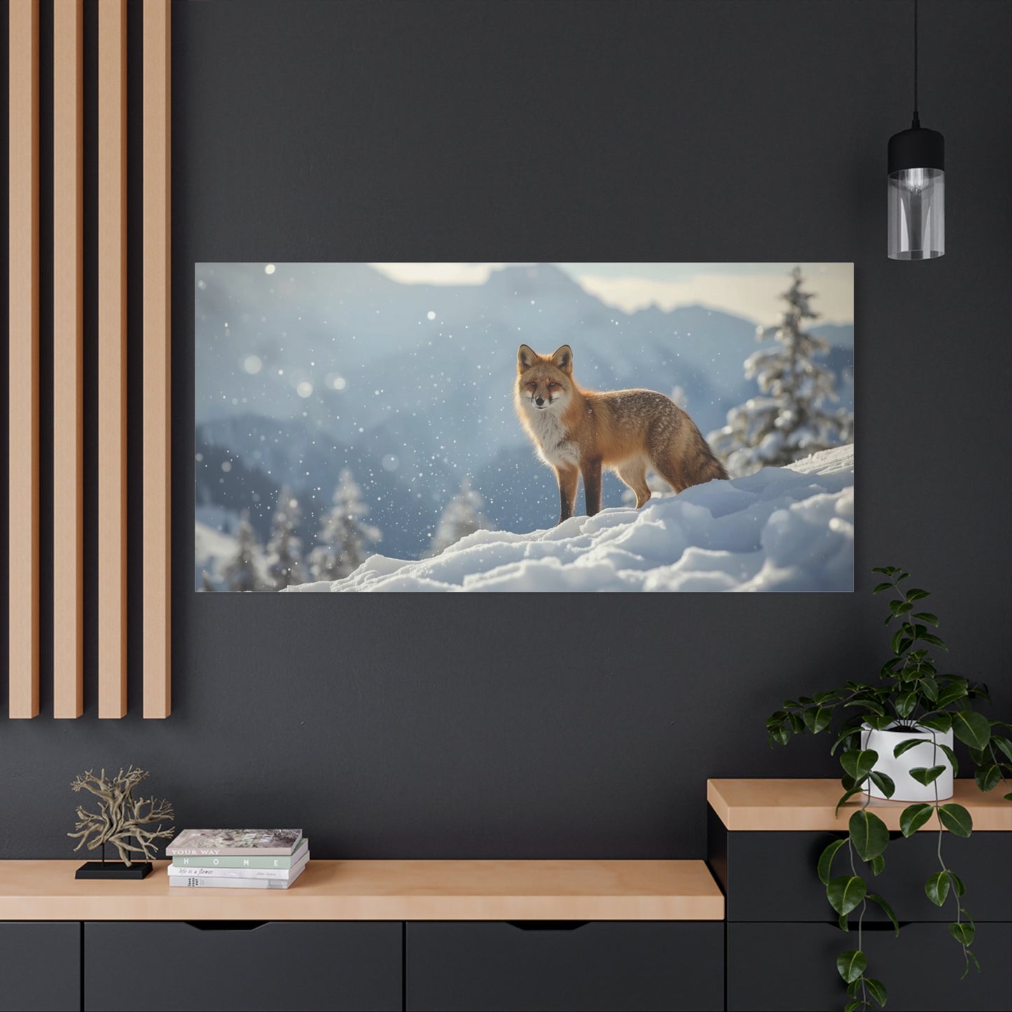 Red Fox Canvas Wall Art - Winter Wildlife Snow Landscape Print, Nature Home Decor, Matte Cotton Artwork, Rustic Contemporary Style For Living Room Bedroom Office - Living Room Wall Decor