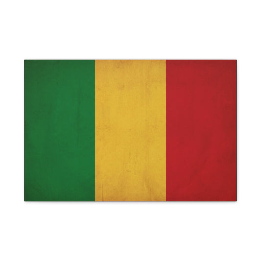Mali Flag Canvas Wall Art - Green Yellow Red Tricolor National Flag Print - Vintage Textured Cotton Look - Pan African Style, Living Room Wall Decor, Bedroom Home Decoration - Bedroom Home Decoration