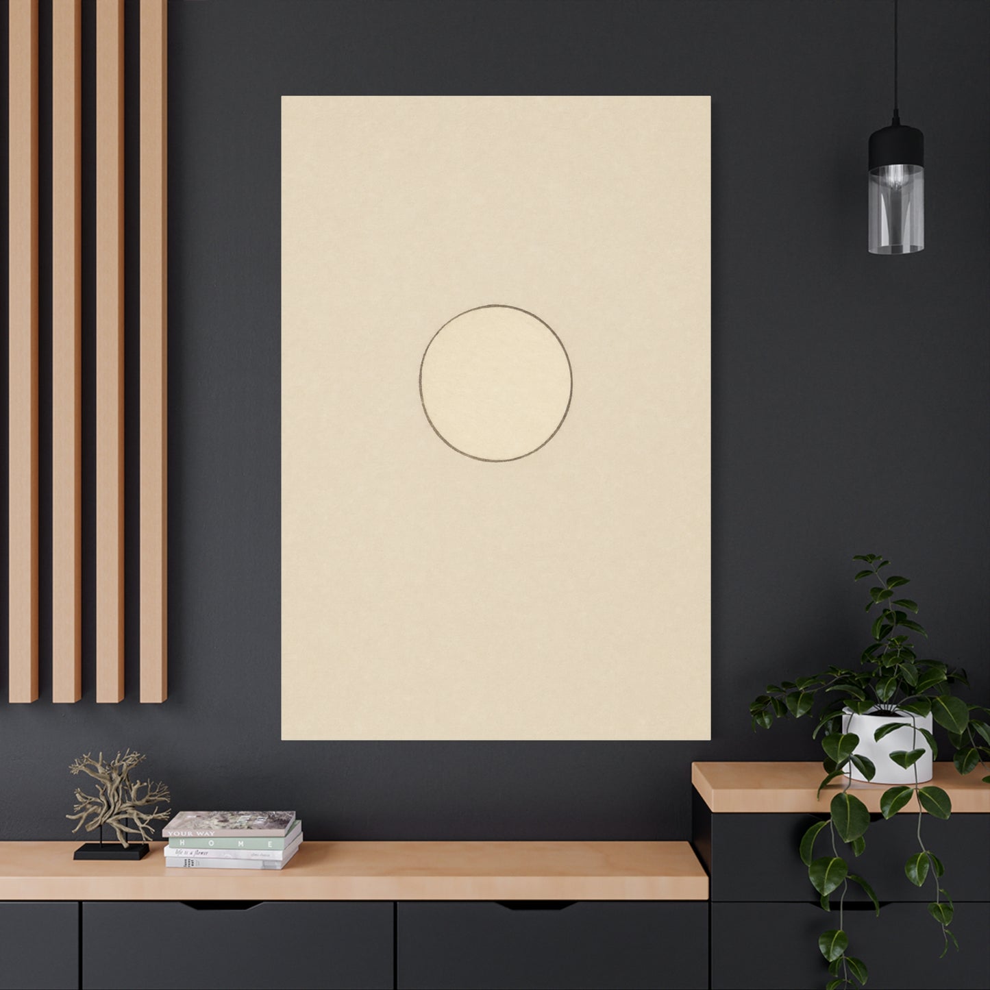 Minimalist Circle Canvas Wall Art - Neutral Geometric Line Print, Contemporary Beige Abstract Decor - Modern Bedroom Home Decoration, Living Room Wall Decor, Office Accent - Bedroom Home Decoration