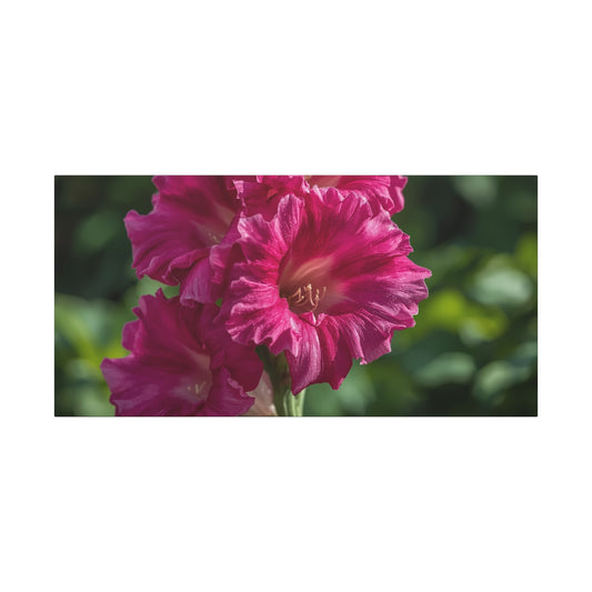 Magenta Gladiolus Flower Canvas Wall Art - Floral Botanical Close Up Art Print - Soft Light, Matte Cotton Canvas - Contemporary Bedroom Decor, Living Room Wall Decor, Office Accent - Ready to Hang